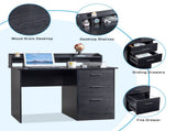 FCH 110*50*95cm Particleboard Paste Triamine Desktop Storage Layer Three Drawers Computer Desk Black 48647745