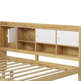 Wooden L-Shape Daybed with Seven Storage Cabinets and Two Storage Drawers, Multi-functional Bed with 67327891