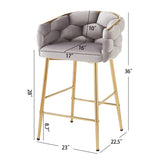 28'' Modern Counter Stools Set of 2,Gray Counter Stools with iron Frame,Soft back and N780P199861G