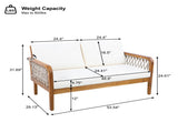 Outdoor Acacia Wood Loveseat & Coffee Table Set with Handwoven Rope, Teak Finish N768P363954T