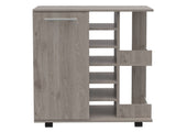 Light Oak 2-Shelf 6-Bottle Bar Cart with Division B06280457
