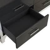 Elegant High Gloss Dresser with Metal Handle,Mirrored Storage Cabinet with 6 Drawers for N733P205355B