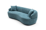 Blue Mid Century Modern Curved Sofa, 3 Seat Cloud couch Boucle sofa Fabric Couch for Living Room, W87679951
