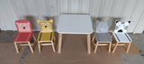 ZNTS 5 Piece Kiddy Table and Chair Set , Kids Wood Table with 4 Chairs Set Cartoon Animals 14281906