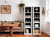 5-Tier Duplex Bookcase MDF Painted Item Display Rack 20*12.99*70.87in White Cabinet with Black Inner 01046997
