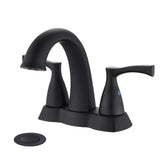 2 Handle 4 Inch Centerset Bathroom Sink Faucet with Pop-Up Drain, Matte Black W122460800