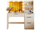White particleboard with a melamine finish, 4 drawers, 2 shelves, dressing table with 10 three-tone 22257445