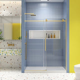 Glass shower door, sliding door, soft close system, with 5/16" tempered glass and Brushed Gold W2122P225223