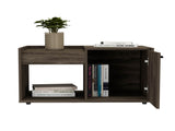 Coffee Table, One Open Shelf, Single Door Cabinet, Dark Walnut B097132883