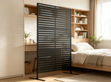 Black 78" H x 48" W Metal Privacy Fence Screen Decorative Outdoor Climbing Plant Trellis with 97371489