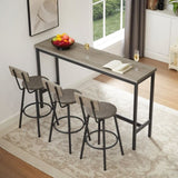 ZNTS Long Bar Table Set with 3 PU Upholstered Bar Stools, Industrial Bar Table and Chairs for Kitchen W1668P147058