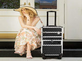 Aluminum Diamond Pattern Cosmetic Case 2-in-1 Sliding Suitcase with Rails Detachable Caster Wheel 49828354