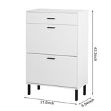 Shoe Cabinet, Freestanding Shoe Rack Organizer with Drawers & Metal Legs, Modern Shoe 14285067