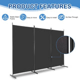 ZNTS 6FT Trifold 160g Polyester Fabric Plastic Foot Carbon Steel Frame Foldable Screen Black 60465483