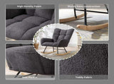 Teddy Fabric Wingback Glider Rocker with Side Storage Pocket, Soft Comfy Nursing Rocking Chair, 67056942