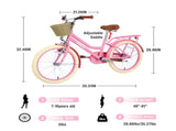 Multiple Colors,Girls Bike with Basket for 7-10 Years Old Kids,20 inch wheel ,No Training Wheels W1019P171907