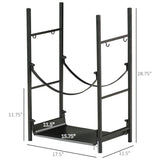 ZNTS Firewood Rack with Fireplace Tools, Indoor Outdoor Firewood Holder, Flat Bottom with 2 Tiers for W2225142617