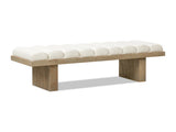 Bella 52" Upholstered Modern Accent Bench, Ivory White Boucle B2719P292908