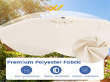 10 Ft Solar Powered Patio Umbrella with 24 LED Lights, Beige Outdoor Market Umbrella 90952387