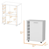 Rawlins Bar Cart with 6-Bottle Rack, Storage Cabine and Mobile Caster Wheels B128P176159