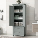 Tall Storage Cabinet with Two Drawers for Bathroom/Office, Grey WF299284AAE