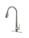 ZNTS Kitchen Faucet Pull Down Sprayer Brushed Nickel, High Arc Single Handle Kitchen Sink Faucet K-4012-NS