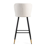 30'' modern style barstool,with white seats, black metal legs, and gold - tipped ends,suitable for N780P228980W