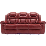 Home Theater Seating Manual Recliner Chair with Center Console and LED Light Strip for Living Room, WF310727AAJ