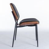 A&A Furniture, Dining Chairs Set of 2 Mid Century Modern Retro Faux Leather Chair with Walnut W1143P151496