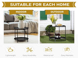 2-Tier Patio Side Table, Outdoor Metal Round Small Coffee Table with Removable Tray, Weather 86168397