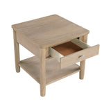 Classic Natural Finish 1pc End Table with Drawer and Open Shelf Wooden Living Room Furniture Chair B011P285303