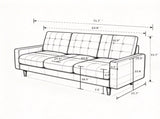 MidCentury Modern 3Seat Sofa Couch, Tufted Back Polyester Upholstered Sofa with Solid Wood Legs B2735P610775