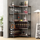 ZNTS Corner Wine Rack Bar Cabinet Industrial Freestanding Floor Bar Cabinets for Liquor and Glasses WF325112AAB