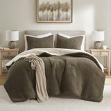 Waffle Knit Chenille Comforter Set Full/Queen B035P294136