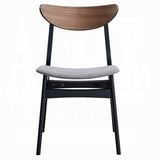 Contemporary Dining Side Chairs Set of 2 Walnut and Black Finish Gray Upholstery Wooden Kitchen B2741P325725