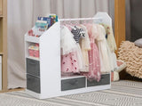 Kids Costume Organizer Costume RackKids ArmoireOpen Hanging Armoire Closet with Mirror-WHITE 47355127