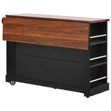 K&K 53'' Farmhouse Island with Two Tempered Glass Cabinet Doors, Power Outlet, Rolling N707P263637B