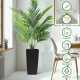 Pack of 2 Square Planter for Garden 22-Inch High Faux Rattan Design Flower Pot with Automatic W3213P311468