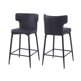 28inch Counter Height Bar Stools Set of 2, Modern Bar Upholstered Chairs with PU Leather, Metal N762P199304B