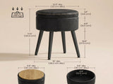 Round Storage Vanity Stool, Ink Black on Ink Black 53933755