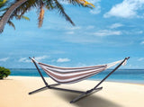 Professional Black & Silver Flowers Hammock Stand with Polyester Coffee Stripe Hammock 81064870