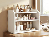 3-Tier Desktop Storage Shelf, Raised Guardrail Anti-Fall Tabletop Organizer for Home Office 56877788