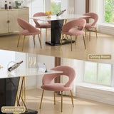 061-Set of 1 Teddy Fabric Chairs With Curved Backrest and Golden Metal Legs for Kitchen or W527P255486