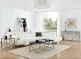Modern Glass Console Table, 55" Gold Sofa Table with Sturdy Metal Frame and Black Tempered Glass W1567110797