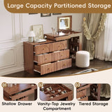 Vanity Desk with Mirror and Lights, Makeup Vanity Table with Flip-Top Tabletop and Storage 7 N733P279096H