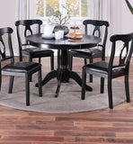 ZNTS Classic Design Dining Room 5pc Set Round Table 4x side Chairs Cushion Fabric Upholstery Seat B01147410