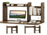Expandable Desktop Bookshelf Organizer, 26"-38" Adjustable Length Countertop Storage Hutch with 10314165