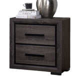 ZNTS Gray 1pc Nightstand Bedroom Furniture Bedside Table 2-Drawers Two-tone Design w/ Black Trim Paper B011P222864