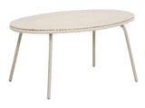 Off-White Oval Outdoor PE Rattan Glass Dining Table Elevate Your Patio & Garden W3990P462692