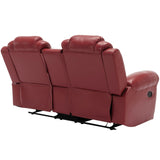 ZNTS Home Theater Seating Manual Recliner Loveseat with Hide-Away Storage, Cup Holders and LED Light WF310726AAJ